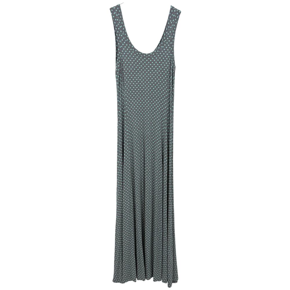 Soft Surroundings Polka Dot Maxi Dress Size Small Gray Turquoise Sleeveless Tank